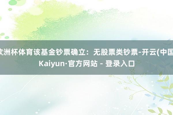欧洲杯体育该基金钞票确立：无股票类钞票-开云(中国)Kaiyun·官方网站 - 登录入口